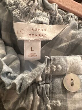 L, 20-22” Bust, Lauren Conrad Flocked Cotton Gingham Topnfornkayering Or Summer